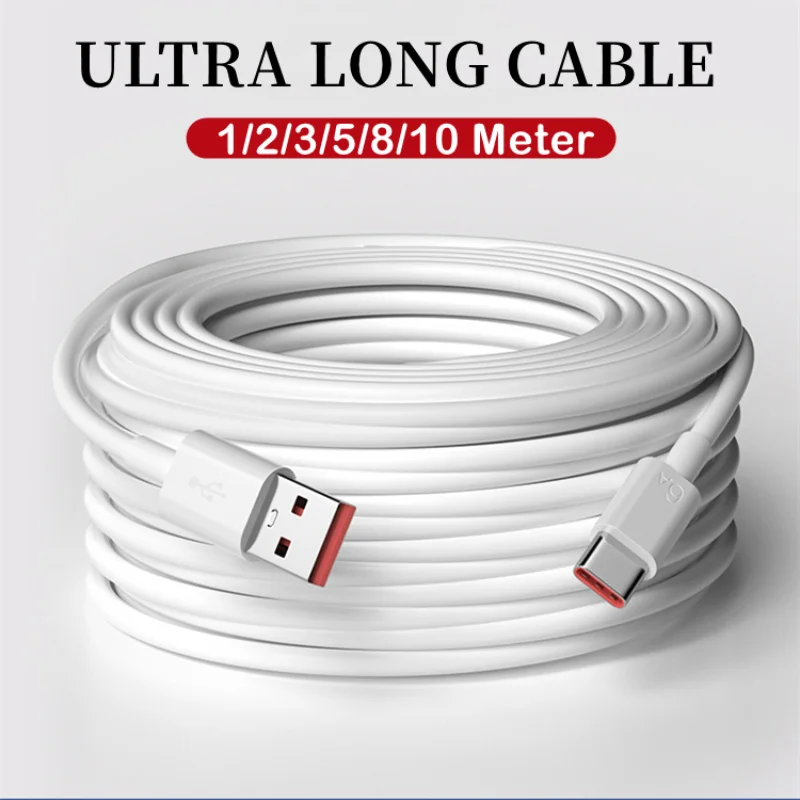 1m/5m/10m Super Long USB Type C Charging Cable Extra Long Extend Charger Wire Cord for Xiaomi Samsung Huawei TypeC Mobile Phone