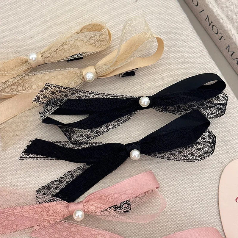 Hair accessories for girl women pins and clips bow trendy leading fashion korean sweets kpop new in ribbon fairy pearl 2024 cute