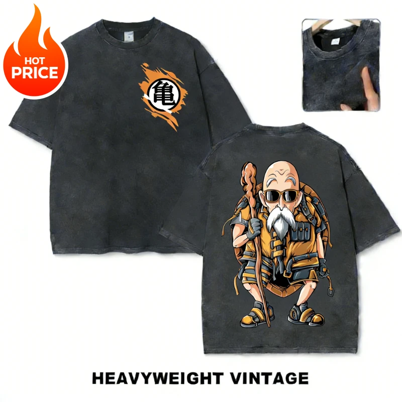 

Футболка Dragon Ball Master Roshi Harajuku, летняя, винтажная, унисекс, уличная одежда, свободного кроя, повседневная, спортивная, с коротким рукавом