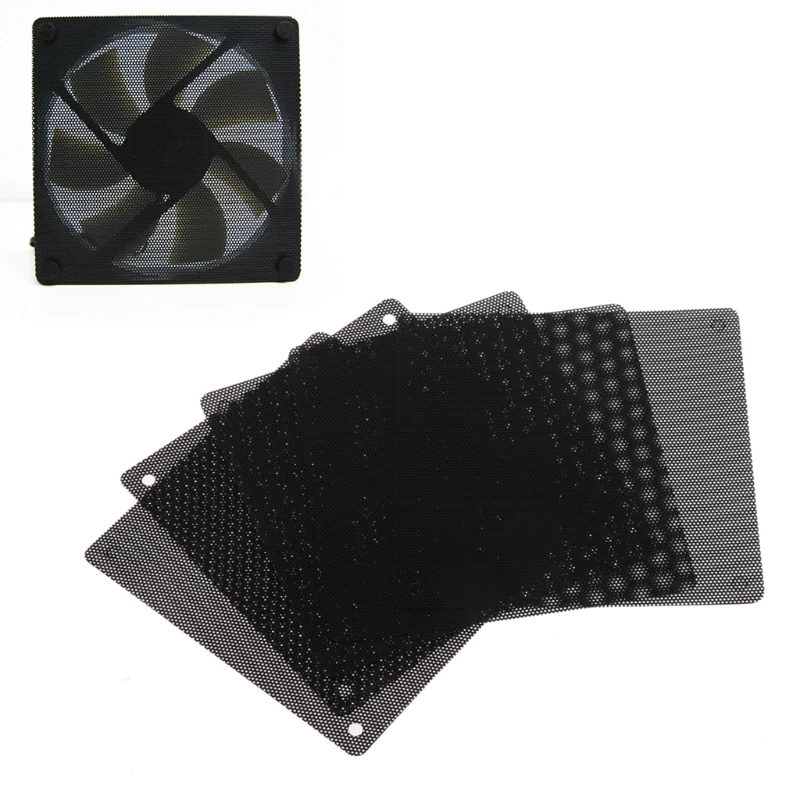 5 Pieces 120x120mm Computer Chassis Fan Dust Filter Mesh PVC Computer PC for Case Fan Dust Proof Filter Cover Grills Bla