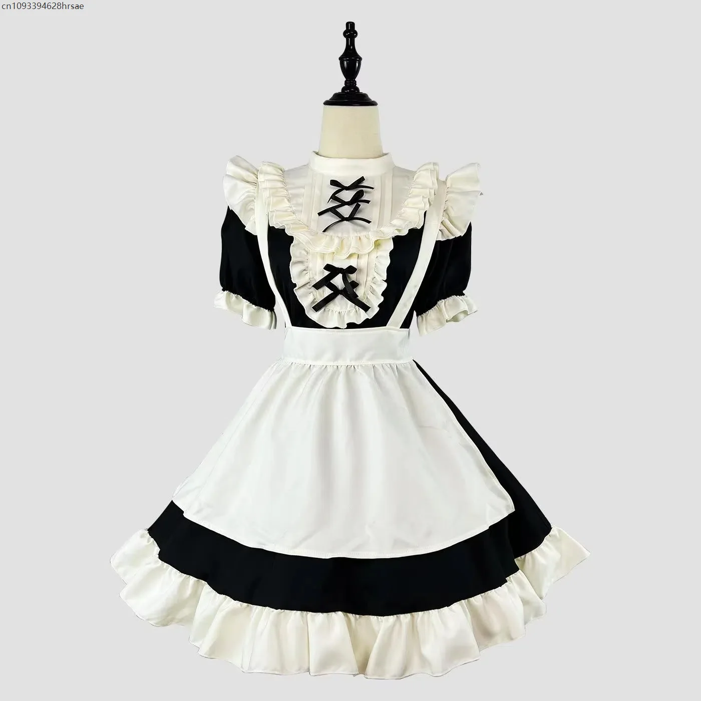 

2025 French Lace Maid Dress with Apron Lolita Black Medieval Style Dress Short Sleeved Wear Carnival Cosplay Costume