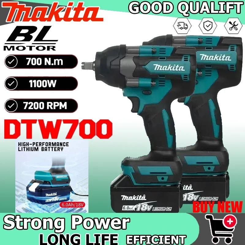 

Аккумуляторный ударный гайковерт Makita DTW700, 1000 Нм, бесщеточный, электрический, с высоким крутящим моментом, для авторемонта, 18В, электроинструмент