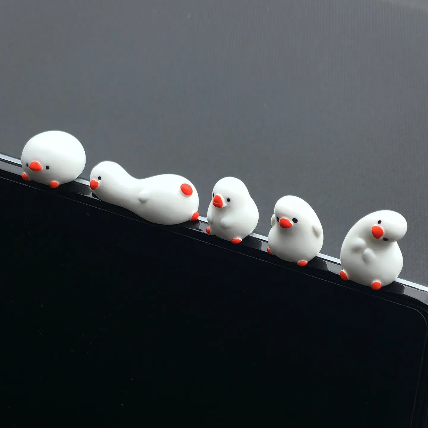 5-teiliges Set Flache Enten-Auto-Ornamente, Komplettes Set Niedlicher Enten-Dekorationen, Dekorationen für die Fahrzeuginnenausstattung