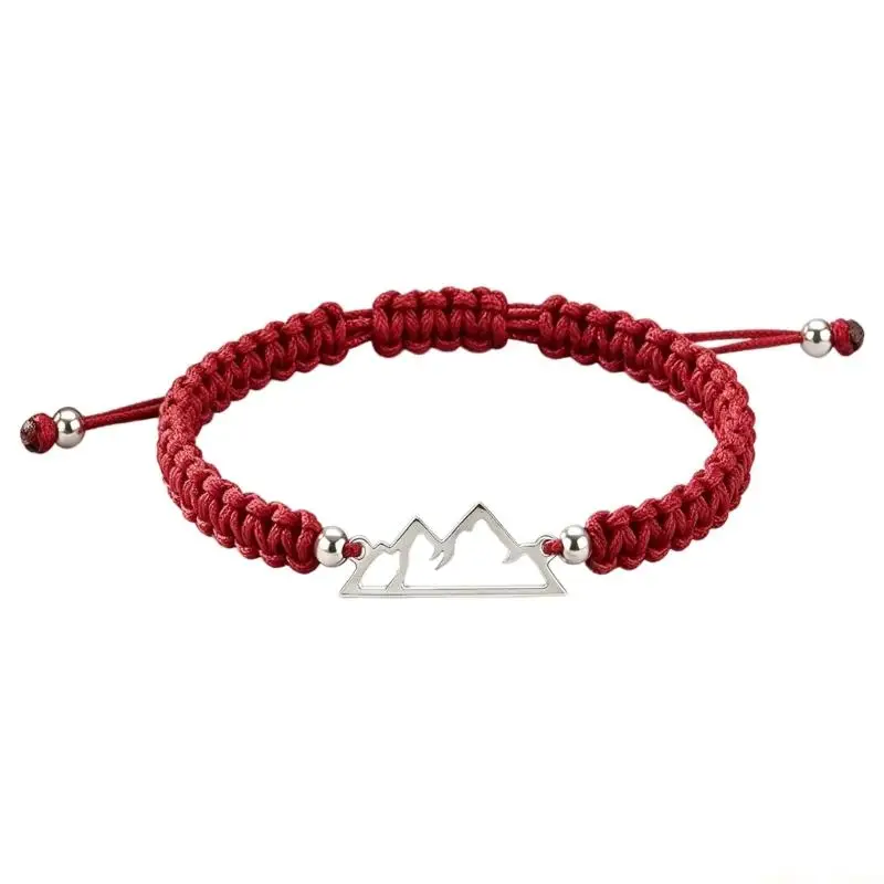 31BF Stylish Mountain Pendant Bracelet Made Of Nylon And Stainless Steel For Daily Wear