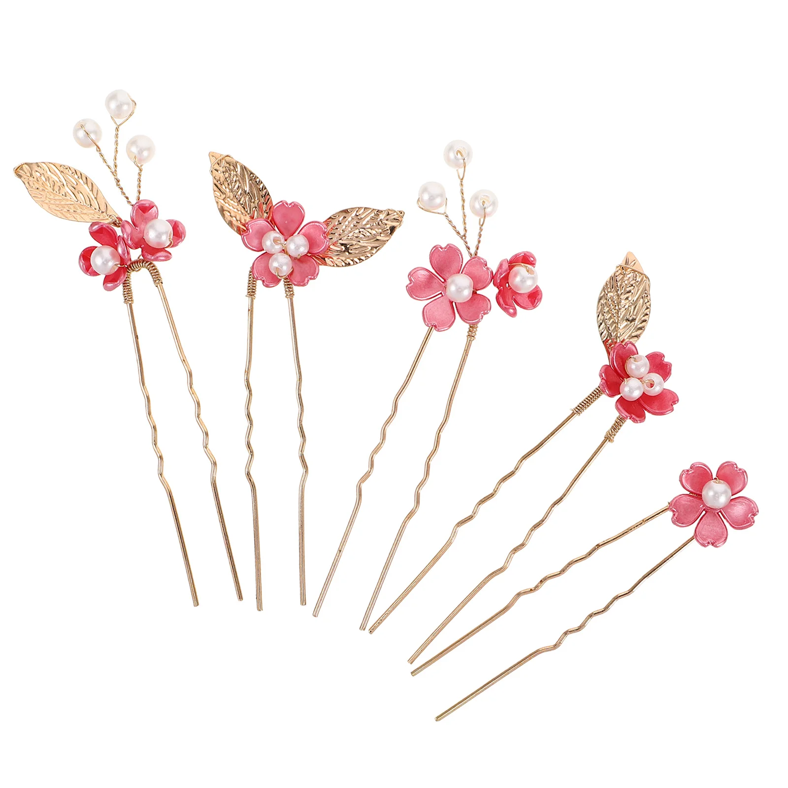 

5Pcs Rose Red Bridal Flower Hair Pins Handmade Wedding Hair Accessories Elegant Hairpin Set for Brides Women Flower