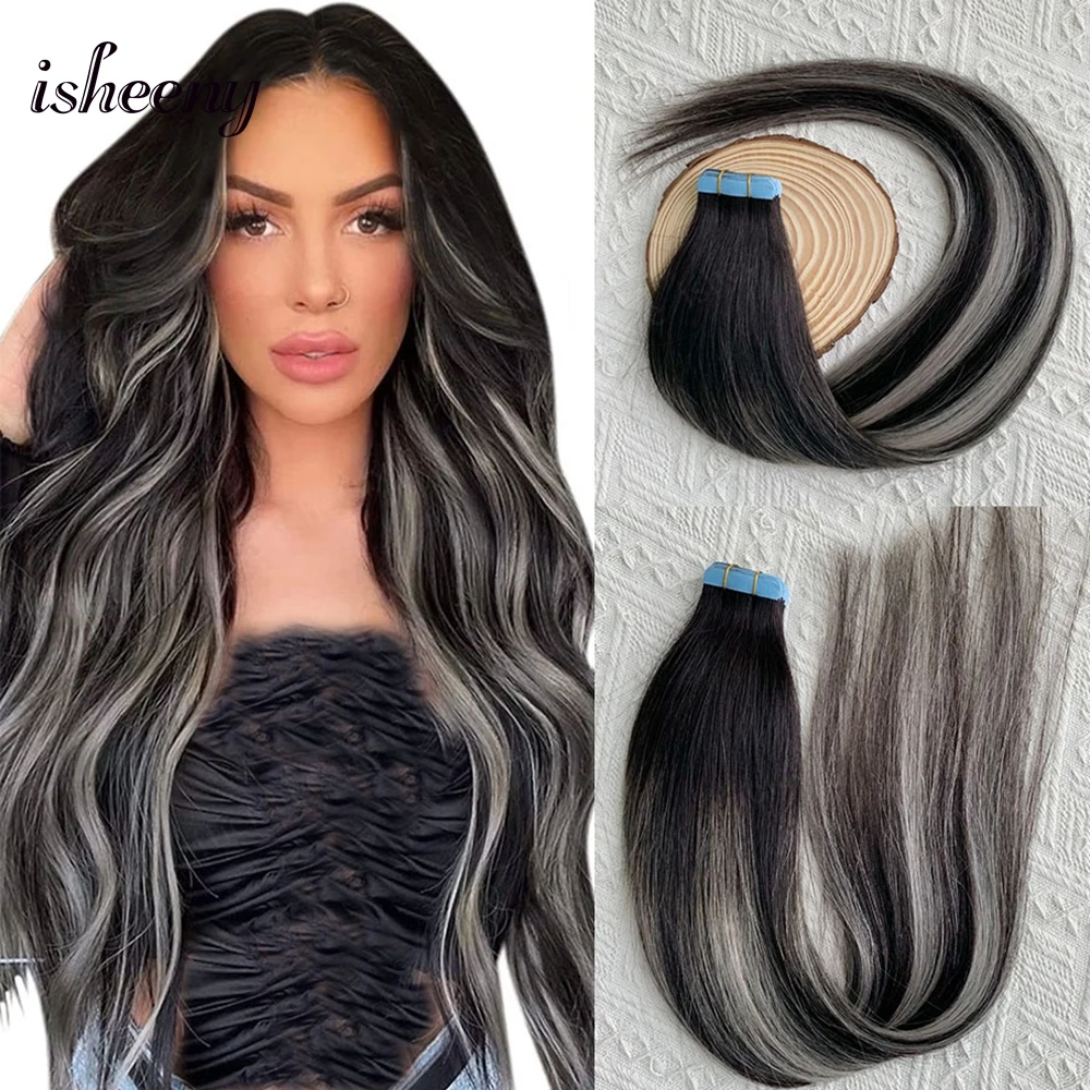 

Лента isheeny Balayage для наращивания человеческих волос, 12-24 дюйма, 20 шт./упак., настоящая натуральная прямая бесшовная лента для наращивания волос на клее