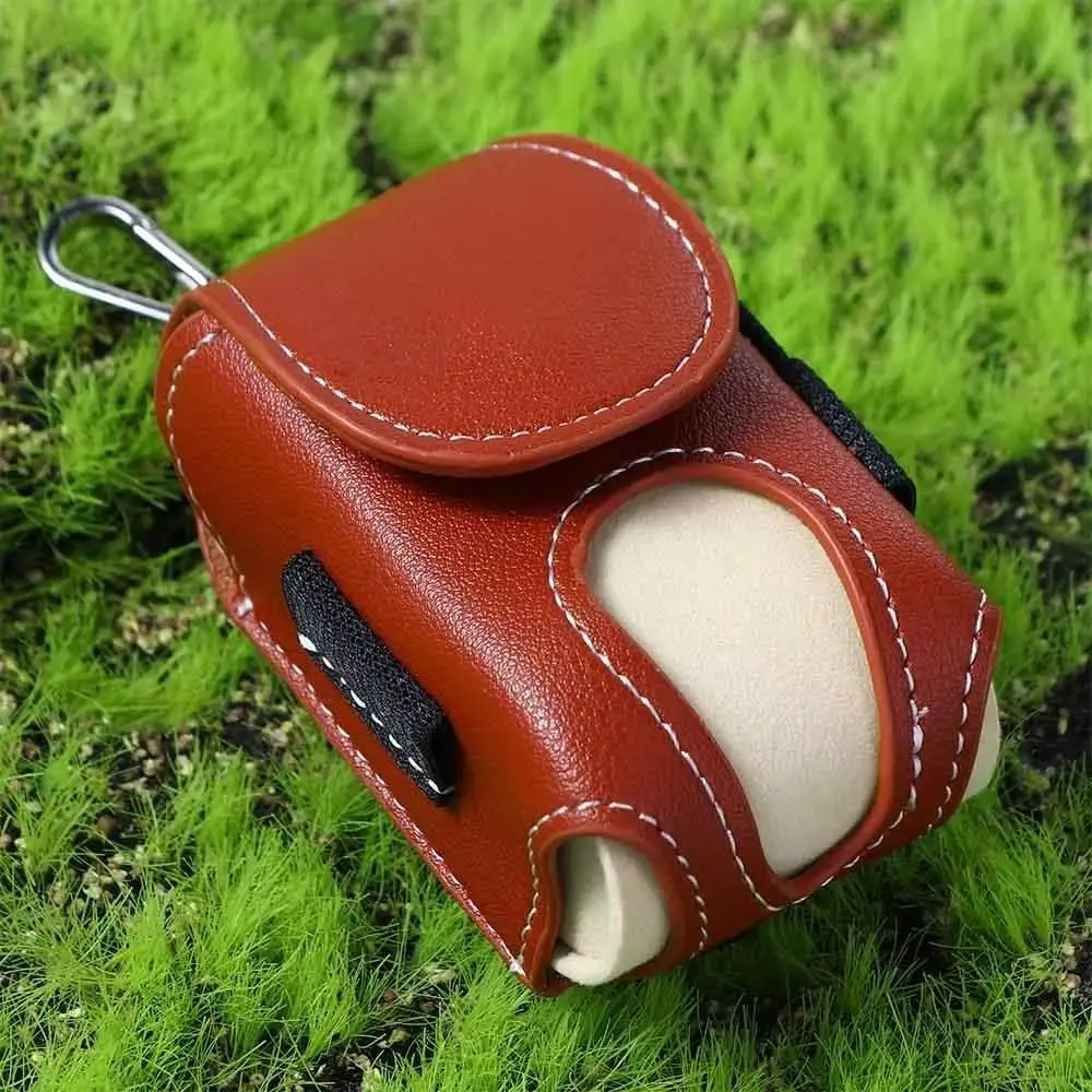 Portable Golf Ball Pouch PU Leather Waist-Hanging Golf Waist Holder Bag Lightweight Metal Buckle Golf Ball Container