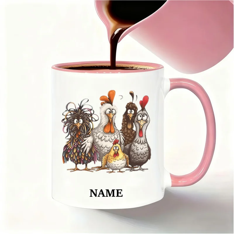Customizable Cartoon Chicken Mug – Dishwasher Safe Personalized Name Mug, Perfect Birthday and Holiday Gift for All Ages