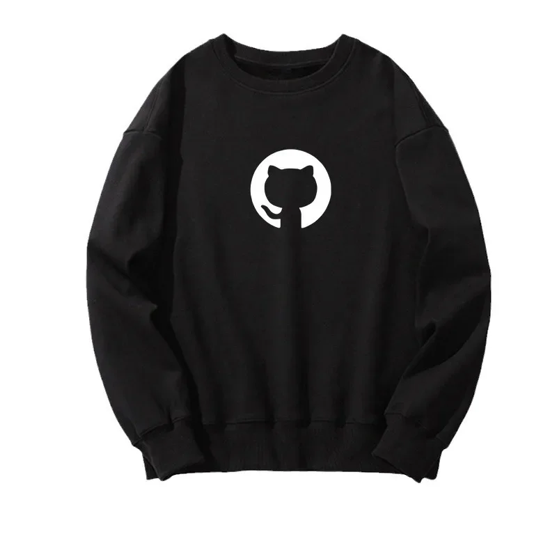 Github-Camisola masculina e feminina do programador do pinguim, impressão do pescoço redondo, ajuste solto, hoodies confortáveis