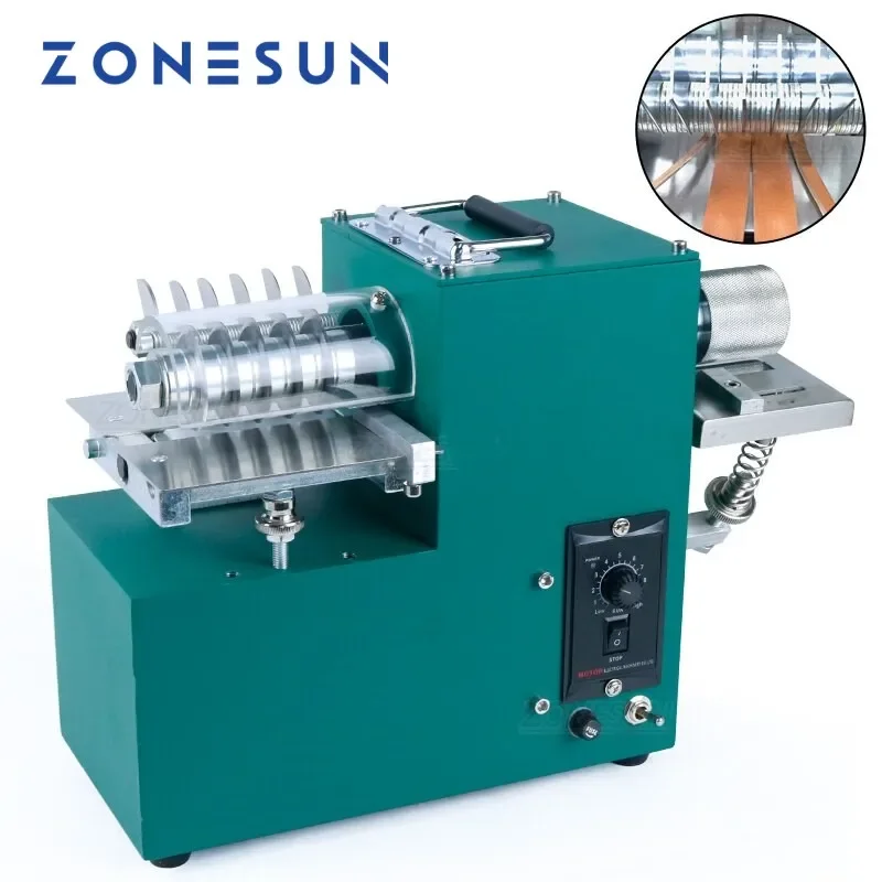 

ZONESUN V04 Double Head Folding Leather Laminating Machine Leather Belt Strap Cutting Machine Slicer