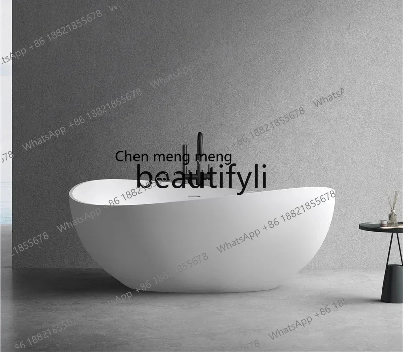 New arrive Seamless freestanding artificial stone bathtub for home use, double hotel bathtub