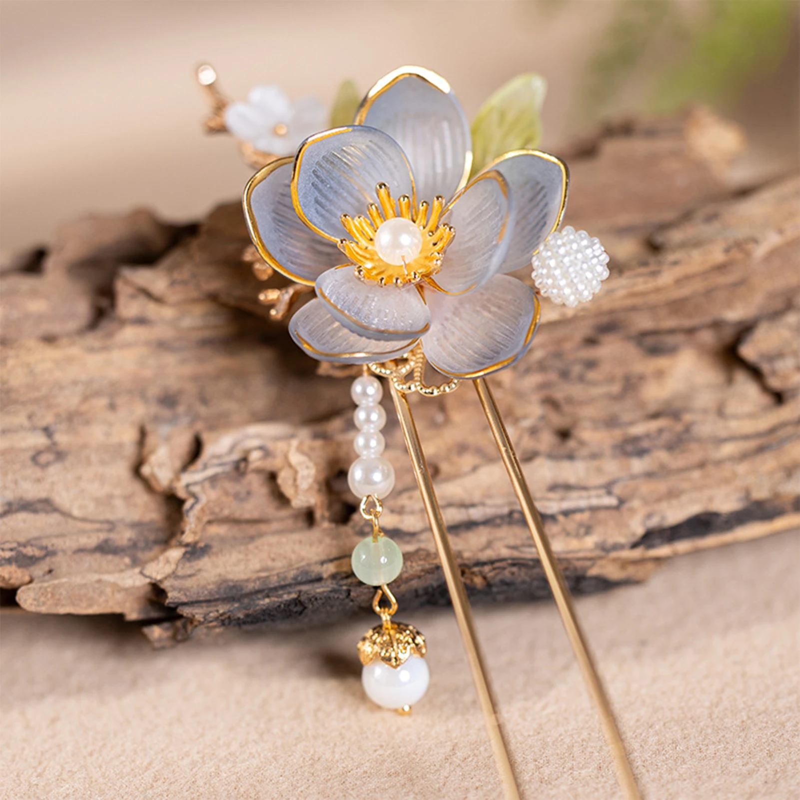 Exquisite Blume Haarnadel Handgemachte Tinte Orchidee Lotus Quaste Haar Stick Für Frauen Elegante Chinesische Stil Hanfu Haar Zubehör