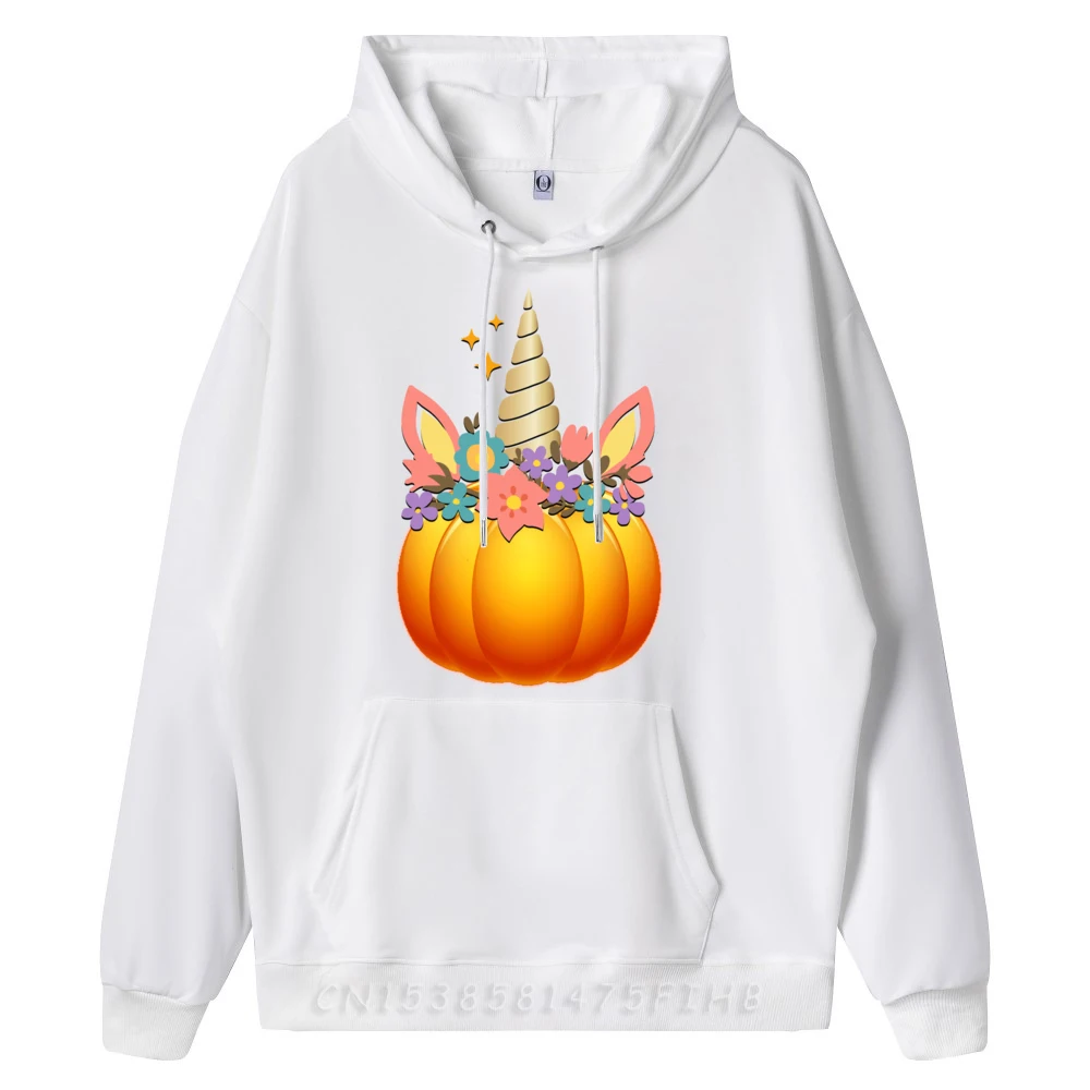 Cute Unicorn Pumpkin Halloween Girls Unicorn Black Graphic Tees Camisas De Hombre