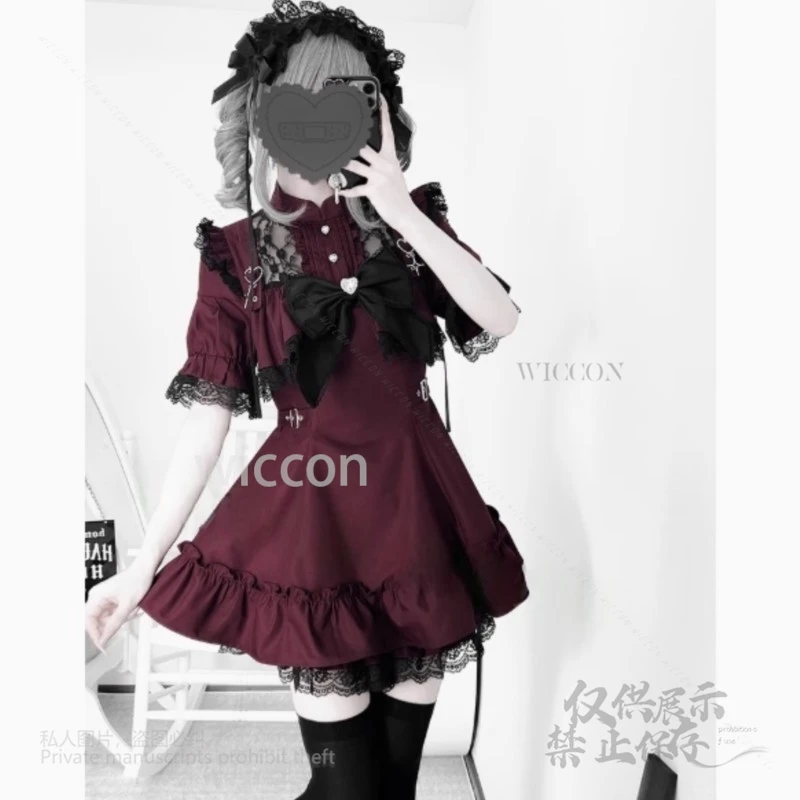 اليابانية القوطية نمط لوليتا فستان خادمة وتتسابق Y2K جيراي كي تأثيري فستان أحمر أسود يتوهم الإناث حفلة الهالوين كوس 2025 جديد