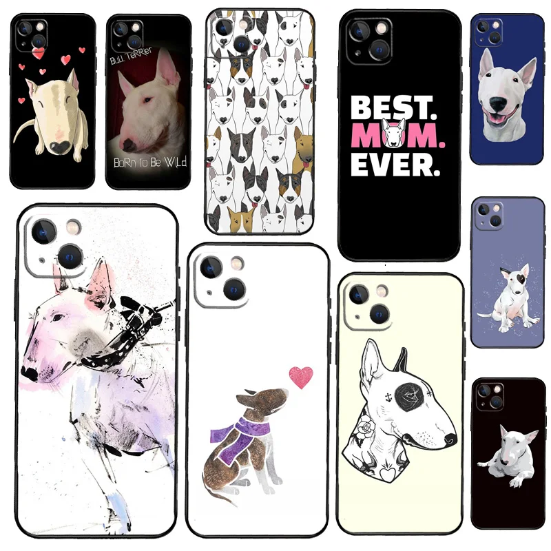 English Bull Terrier Dog Bumper Phone Case For iPhone 11 12 13 14 15 16 Pro X XR XS Max Plus Back Cover