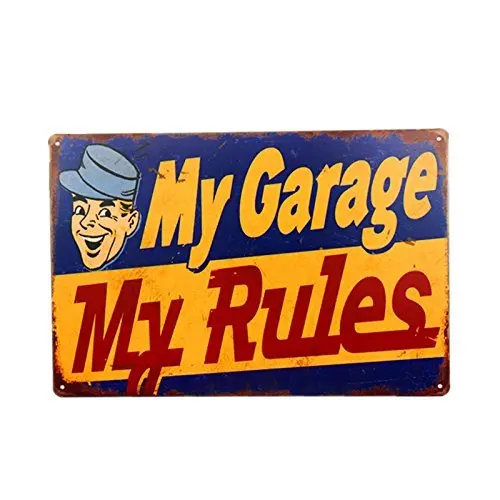 Kalynvi -My Garage My Rules Retro Garage Decor Metal Tin Sign es