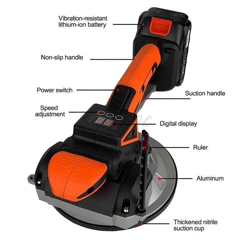 21V Tile Laying Machine with Ruler Vibration Tool Portable Tile Floor Tile Laying Machine Electric Tool