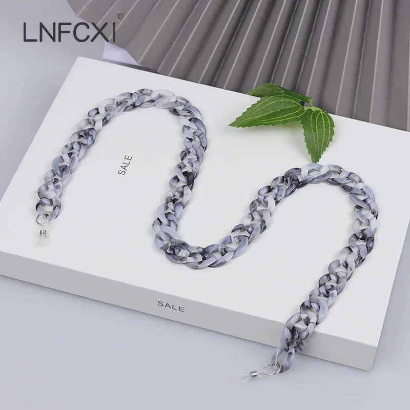 Schwarze Modische Acryl-Brillenketten Lanyard für Damen Rutschfeste Lesebrillen-Kette Kordelhalter Halsband Schnur Neu – Detail 2