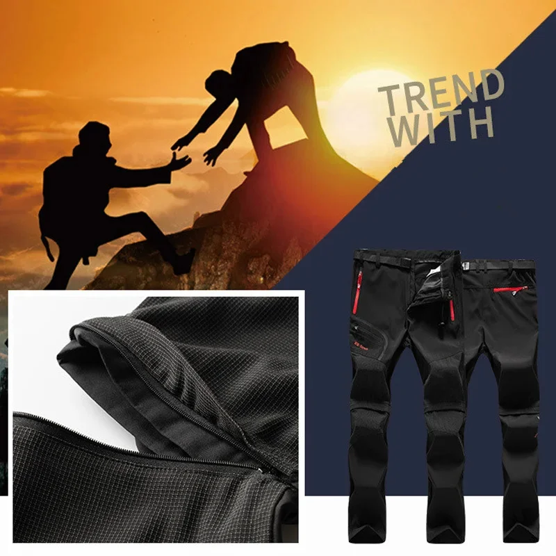 Summer Men Detachable Hot Season Hiking Trekking Fishing Camping Climb Run Trousers Plus Size Oversized Sport Outdoor Pants