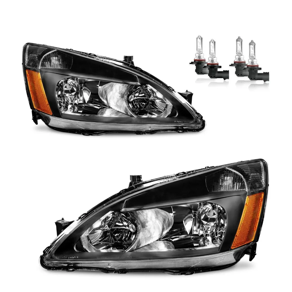 

Pair Headlights For 2003-2007 Honda Accord 2/4Dr Headlamps with Bulbs