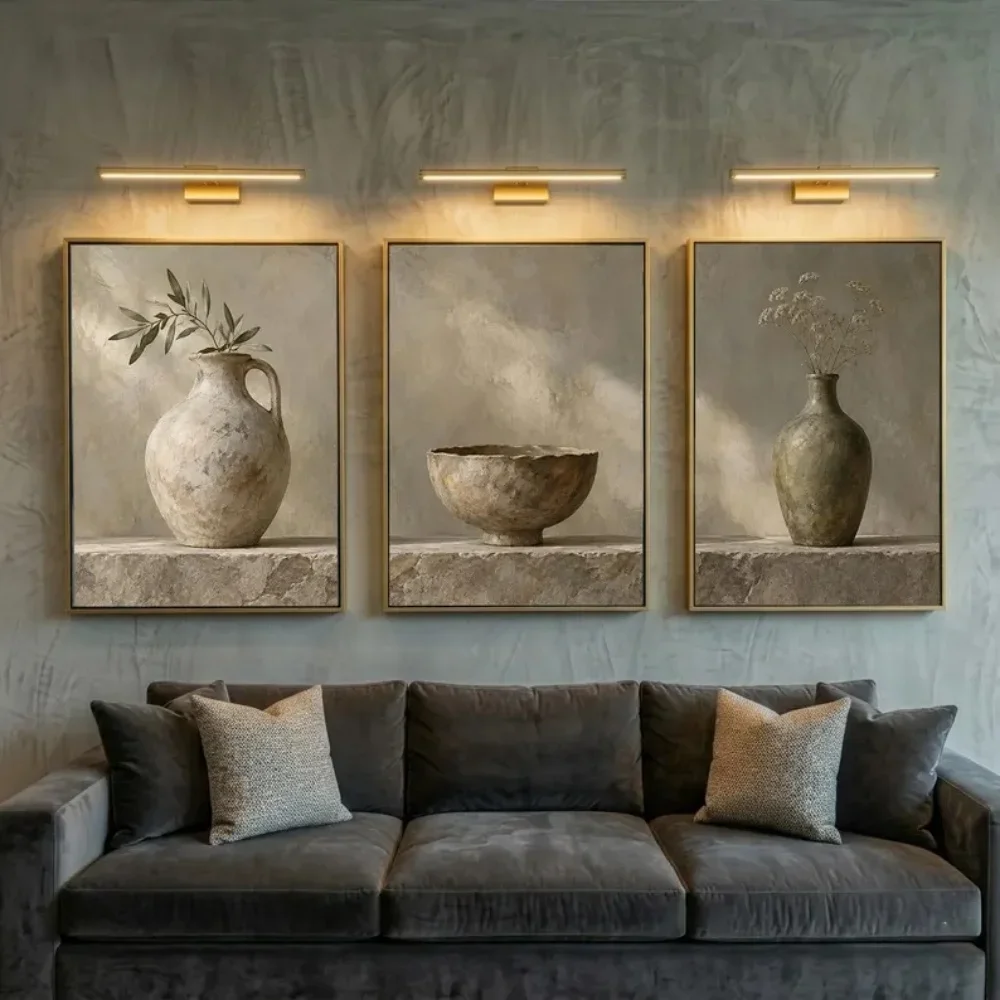 Multiple sizes 1pc frameless Canvas Painting,Neutral Pottery Wabi Sabi Canvas Wall Art Japandi Decoration Vintage Still Life Pri