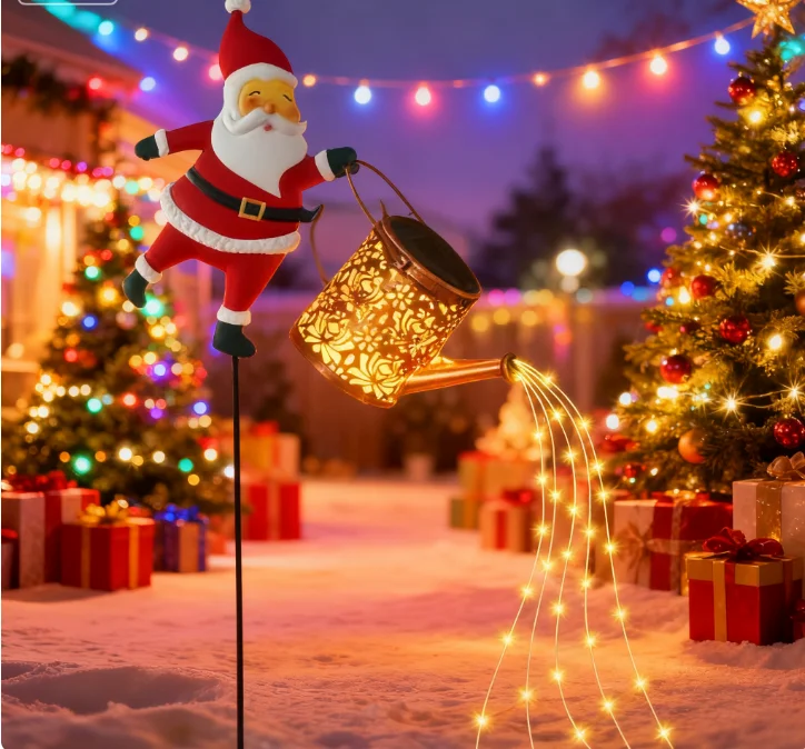 Holiday Courtyard Garden Lights, Santa Watering Can Christmas Lights, Led String Lights Decoration, Christmas Atmosphere Lights