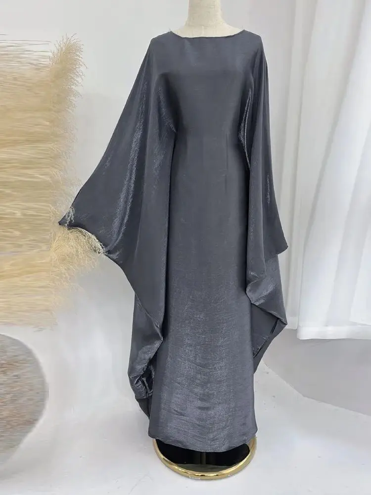 Ramadan Eid Frauen Sommer Organza Fledermaus Satin Abaya Dubai Luxus Islam muslimischen Kaftan Kleid Kebaya Robe Musulmane Vestidos