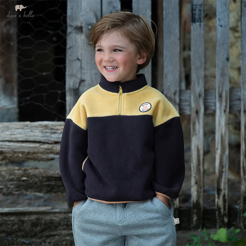 Dave Bella Children's Hoodie Autumn Winter Coat Kids' Warm Velvet Jacket Top Boys Girls Trendy Versatile Top DB4254776