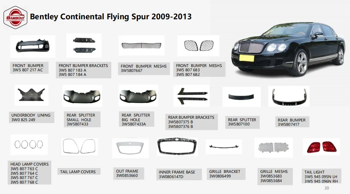 Ricambi auto paraurti anteriore 2009-2013 per Bentley Flying sperone paraurti per Bentley Continental Flying Spur GT paraurti anteriore