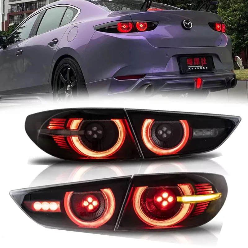 

1 пара новых полностью светодиодных задних фонарей с затемненными линзами и динамической подсветкой, замена для Mazda 3 BP Sedan 2019-2021