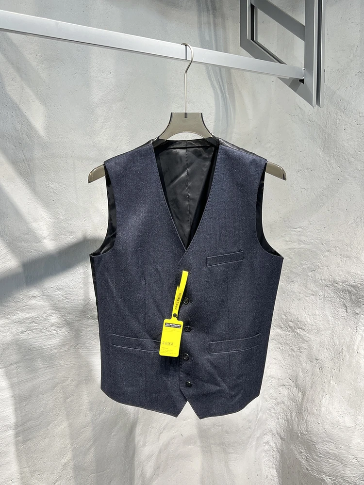 00% الصوف مريحة للتنفس الرجال سترة تنوعا الخريف الشتاء Busin عادية V-Ne زر واحد الوقوف صالح لون نقي