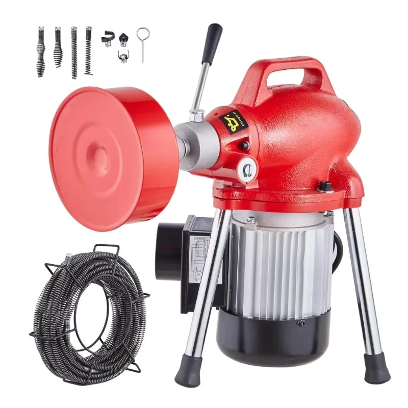 

Электрическая канализационная змея с кабелями длиной 120 футов × 5/8 дюйма — 370 Вт, 7 фрез, управление по часовой/против часовой стрелки для труб диаметром от 1,6 до 4 дюймов