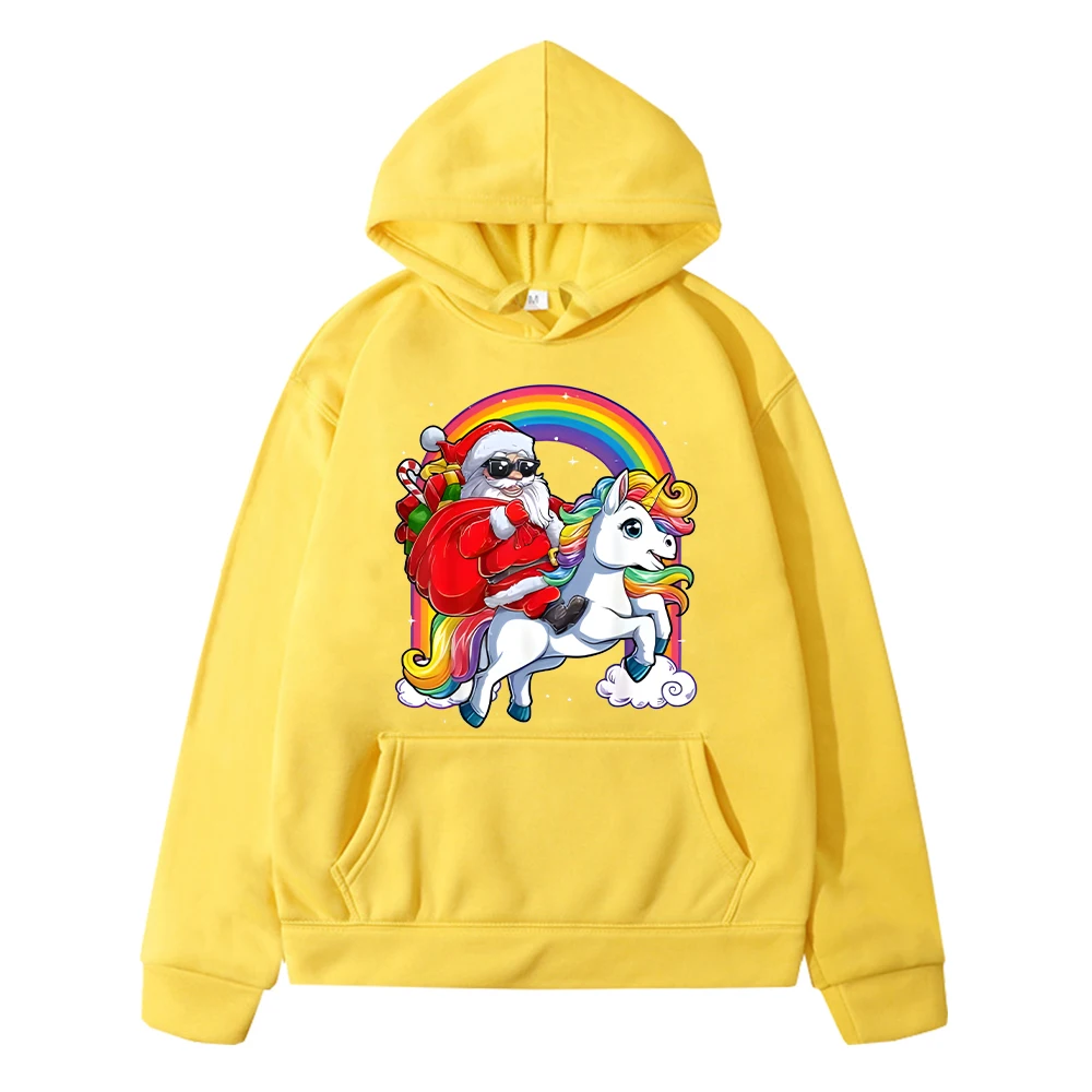 

Santa Claus Unicorn hoodie Fleece Sweatshirt Autumn Pullover y2k sudadera Merry Christmas anime hoodie jacket kids clothes girls