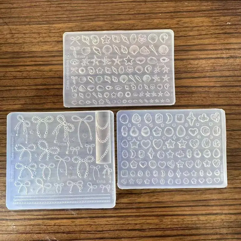 Silikon-Nagelkunst-Stempelform mit Motiven wie Meeresmuscheln, Seesternen, Mond und Schleifen, langlebig für DIY-Nageldekorationen zu Hause und im Nagelstudio. – Detail 4