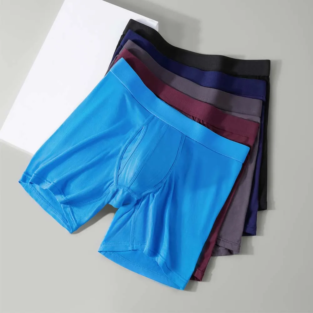 8Pcs Bamboo Fiber Boxers Man Breathable Long Boxer Soft Touch Men's Clothing U Convex Male Underpants Anti-Curling Underwear Man