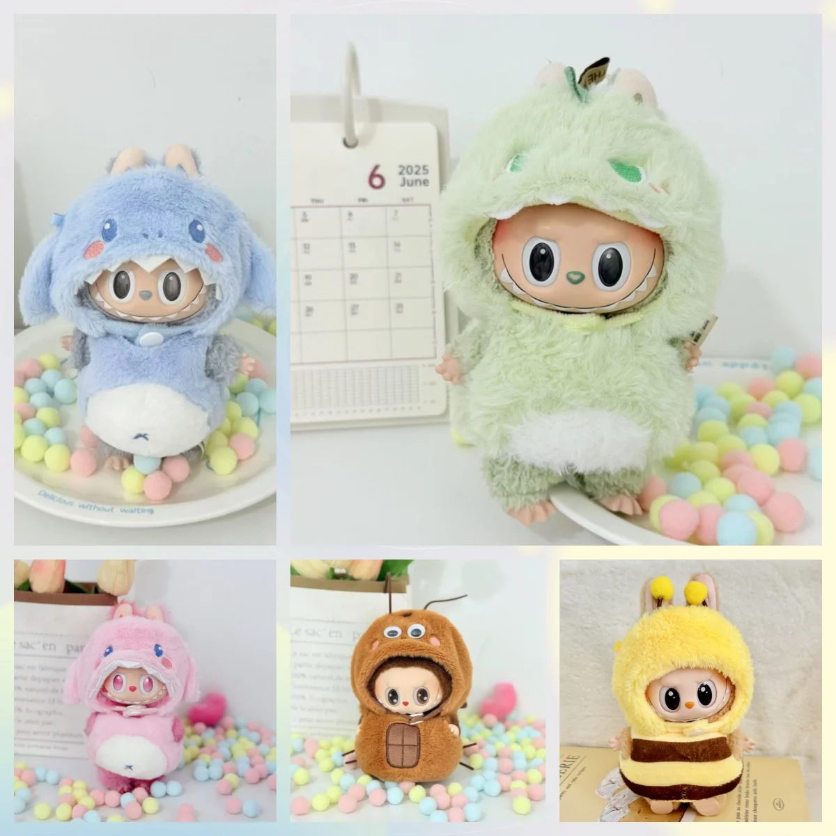 

New Labubu Plush Pajama Series Shark Toy Bee Cockroach Doll Dinosaur Gift Soft Cute Lovely Children