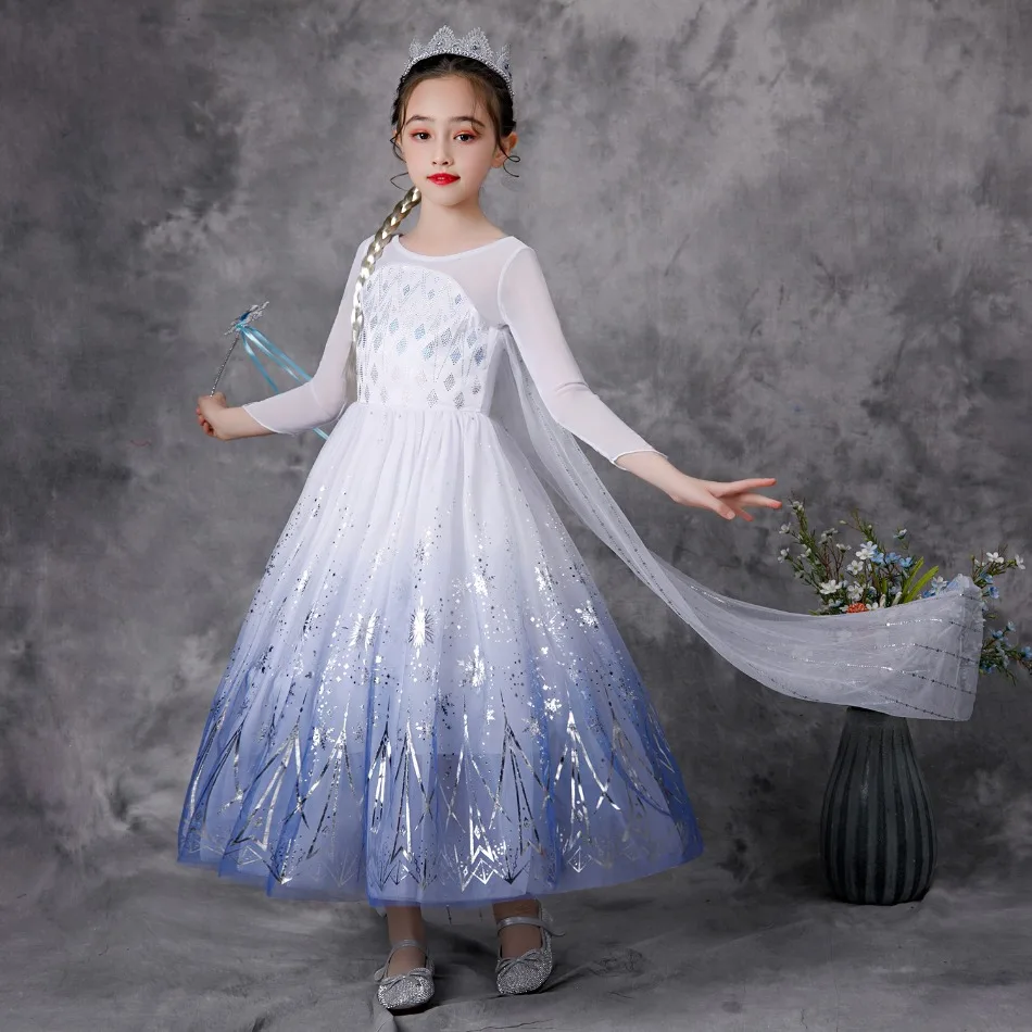 Prinzessin Pailletten Kleid für Mädchen Schnee königin Fotografie Cosplay Kostüm für Kinder Elsa Party Kleider Kind Pailletten Tüll Vestido