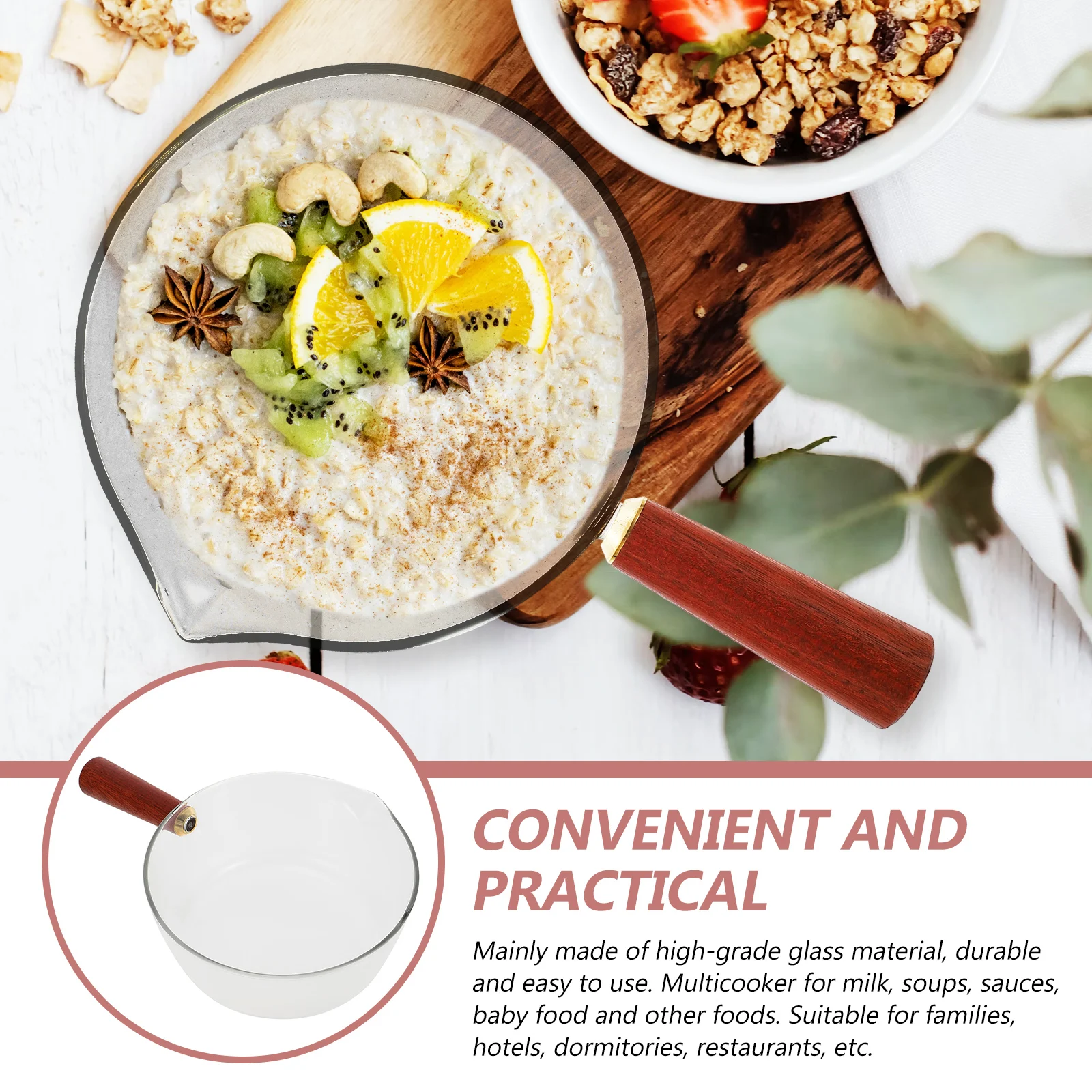 

Non-Stick Small Milk Pot Ergonomic Handle Anti-Scald Cooking Baby Food Soup Pan Multi-Functional Heating Kitchen Gadget