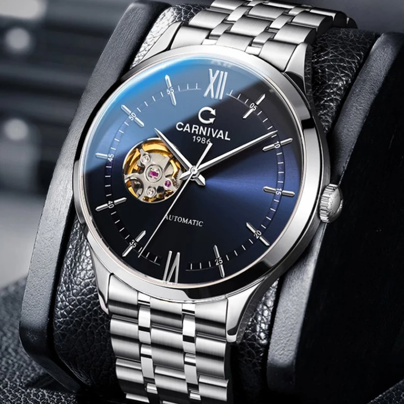 Carnival Brand For Men Watches Japan Miyota Automatic Business Skeleton Mechanical Wristwatch Sapphire Crystal Waterproof Clock