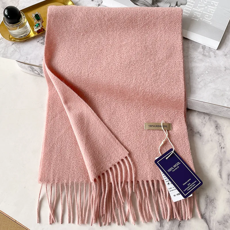 100 % Kaschmir Winter Design Pashmina Wollschal für Frauen Warme dicke Tücher und Wraps Weiblicher Bufanda Echarpe Quastenschalldämpfer – Detail 13