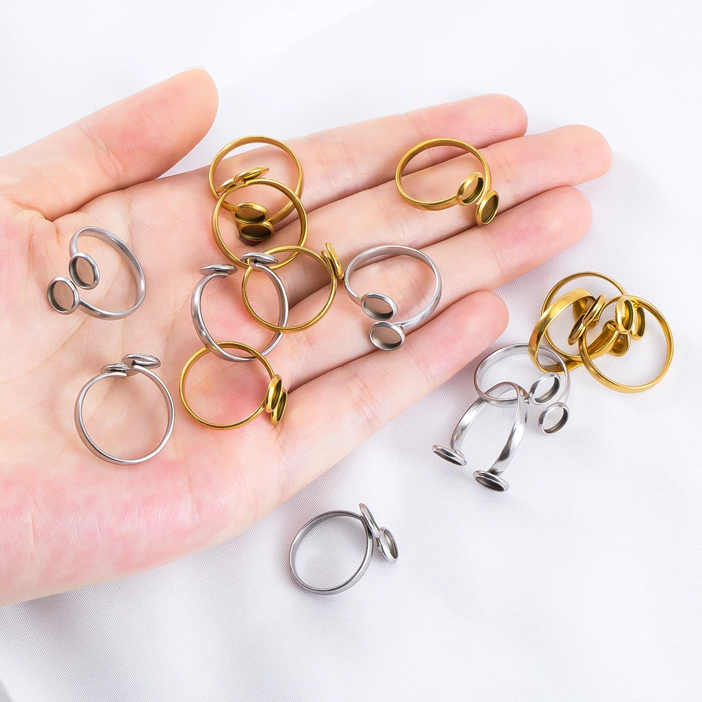 5 個のステンレス鋼調節可能なダブルベゼルリングベースゴール - Gold Plated Ring のレビューと価格