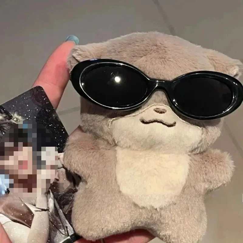 액세서리 6.5cm 타원형 선글라스 Labubu MSD SD 플러시 인형 선글라스 용 패션 투명 플라스틱 안경