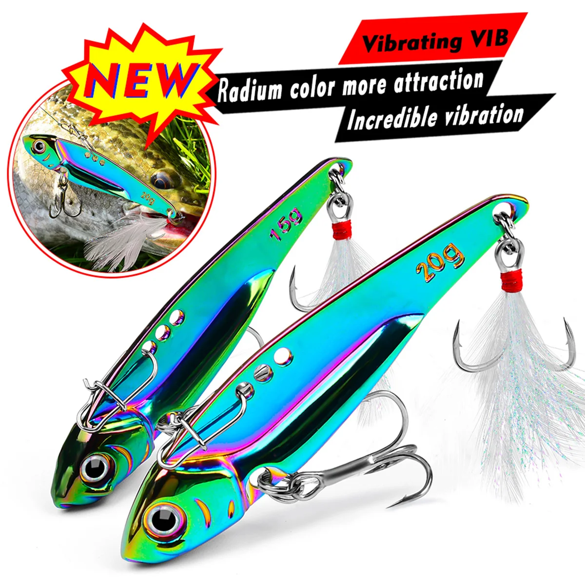 PROBEROS 1 Stück Bunter Vibrations-Paillettenköder 5g-20g Weitwurf-VIB-Angelköder Künstlicher Barschköder Sinkender Spinner Spoon Swimbait – Detail 1
