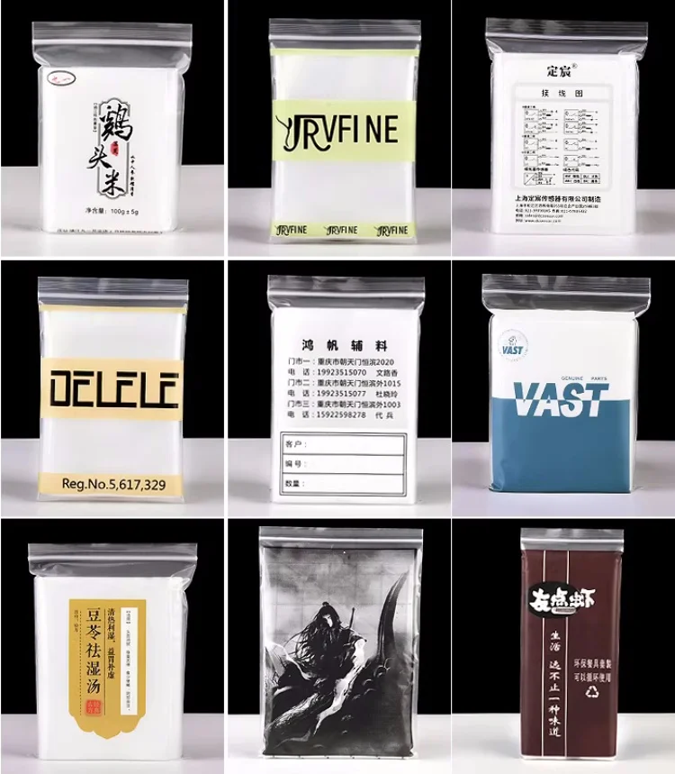 Clear PE Plastic Zipper Packaging Bag DIY Logo Print Party Wedding Birthday Toys Snack Books Jewelry Stone Gift Storage Pouches - view 6