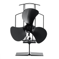 Wood Stove Fan 4 Blades Heat Powered Fireplace Fans For Wood/Log Burner/Fireplace Black TP2001-3