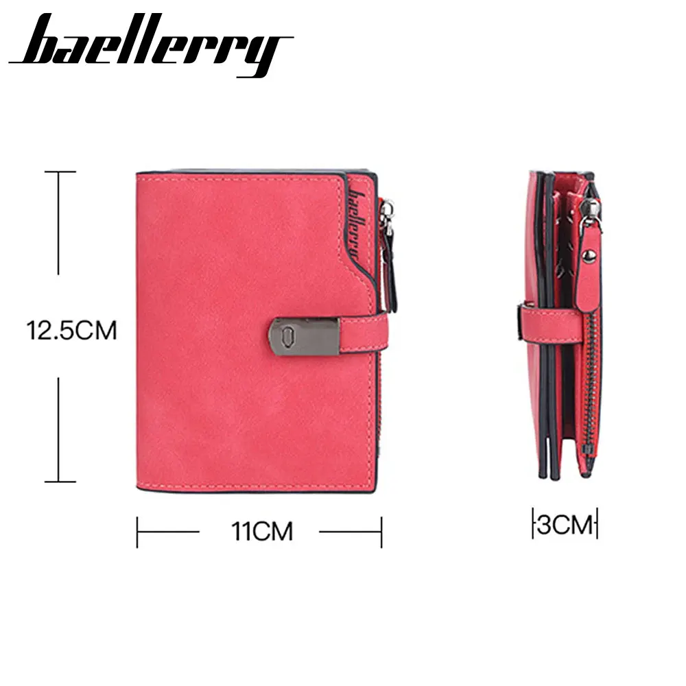 Baellerry Magnetic Buckle Women Wallets New Short Card Holder Simple Female Purse Zipper Coin Pocket Brand Wallet For Girls