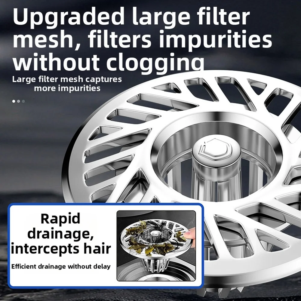 Smell for proof Bathroom Drain Cover with Hair Filter and Barrier for Sewer Pipes Clog Prevention Easy Install