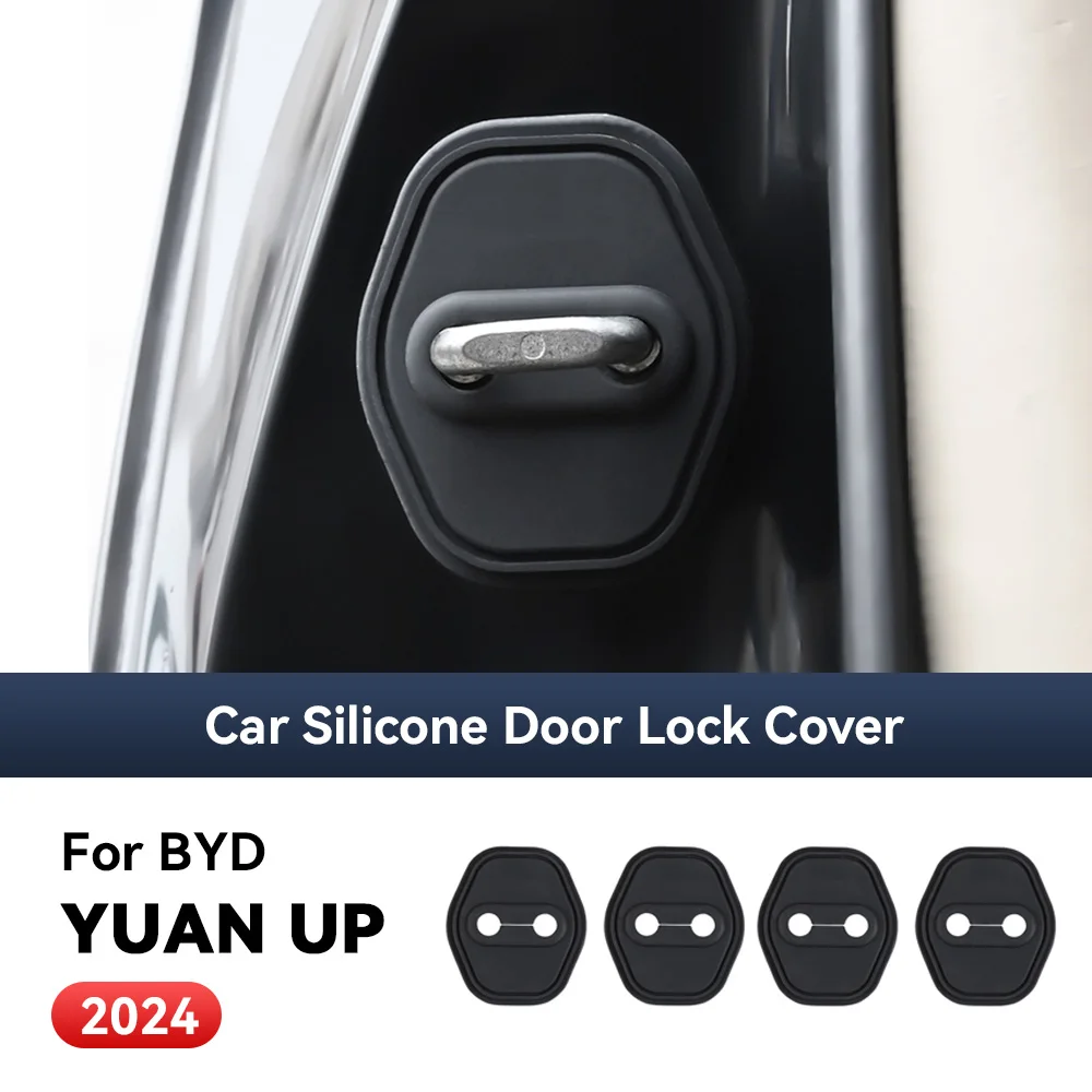 

4 шт., аксессуары для украшения автомобиля, силиконовая защита, автоматический дверной замок, защелка, чехол амортизатора для BYD YUAN UP 2024