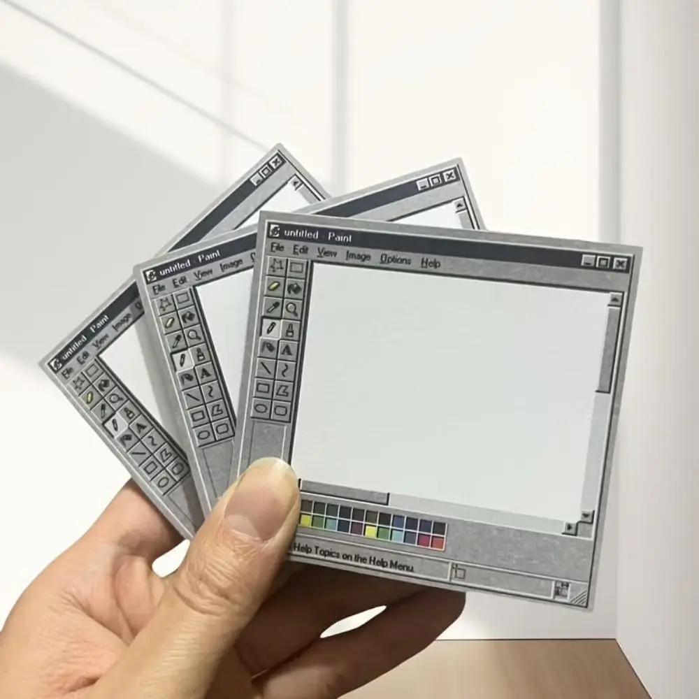 

500Sheets Creative Vintage Computer Sticky Notepad Retro Computer Drawing Board Drawing Board Sticky Labels Reliable Adhesive