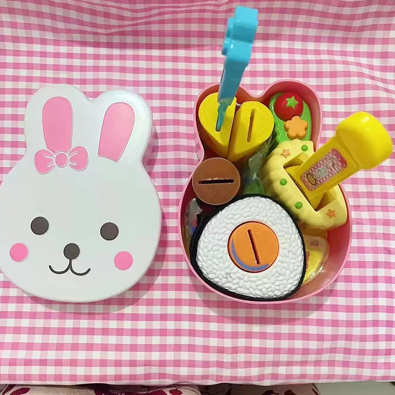 Lunchbox Rollenspel Vroege onderwijsset Ornamenten Modellen voor kinderen Meisjes Simulatie Voedselvoeding Klein konijn Bento Voedselschotel